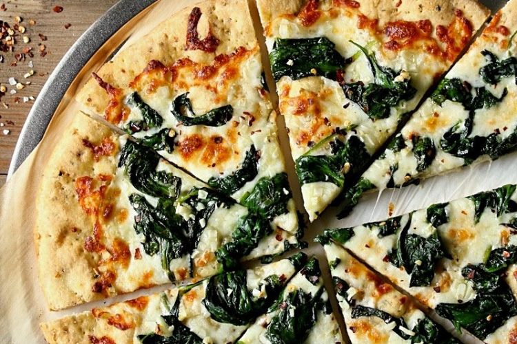 White Pizza with spinach
