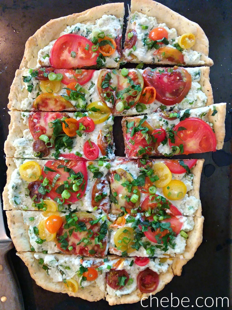 Heirloom Tomato on Ricotta Flatbread Chebe Recipes