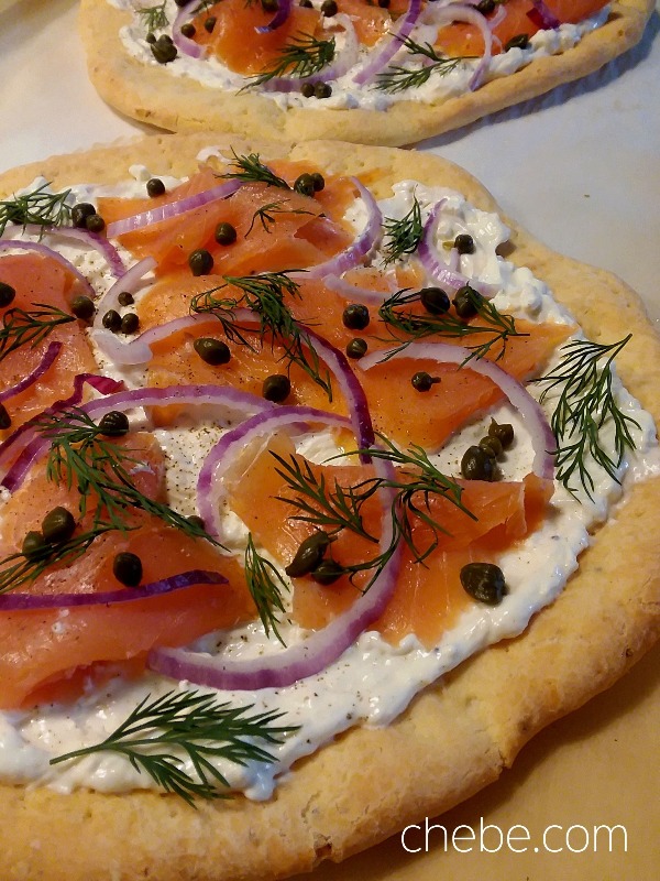Chebe Bagels and Lox Pizza