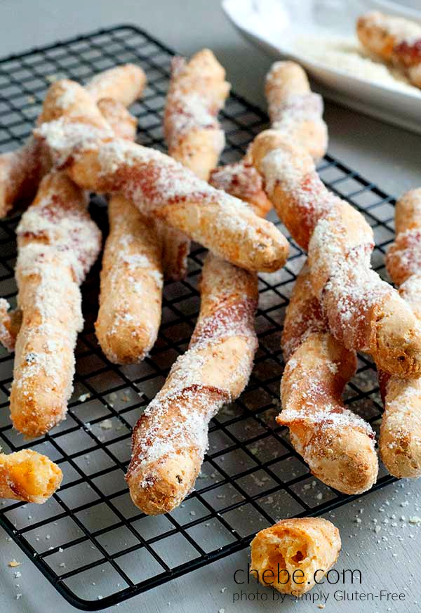 Gluten Free Bacon and Parmesan Breadsticks