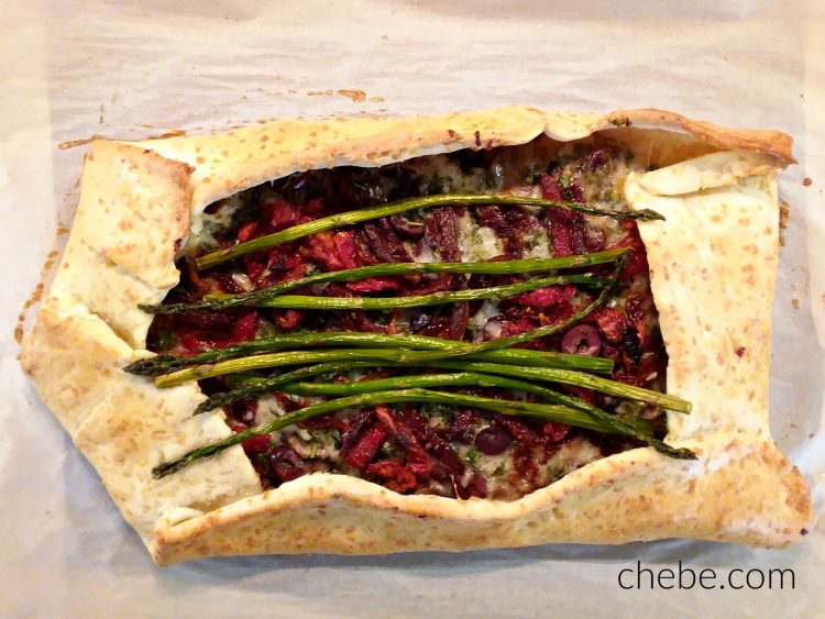 Chebe Galette with Sundried Tomatoes, Roasted Garlic, & Mushrooms
