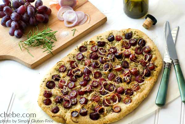 Chebe Focaccia with Grapes and Rosemary