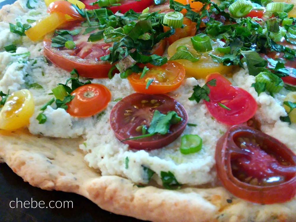 Heirloom Tomato on Ricotta Flatbread Chebe Recipes